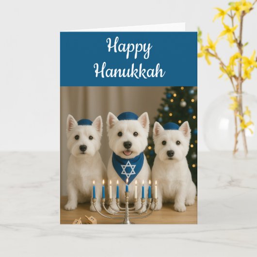 Carte de Hanukkah Westie - Vierge (Fleur jaune)