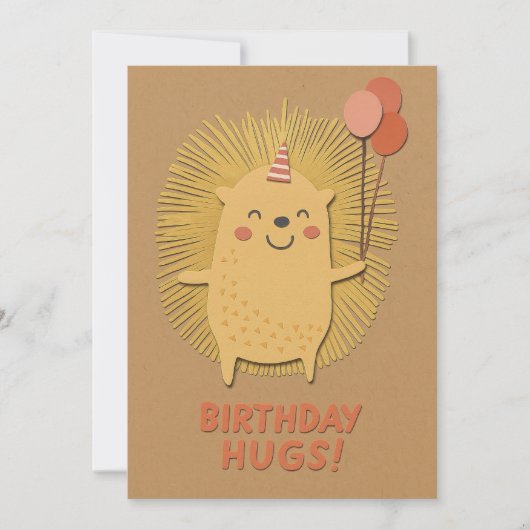 Carte de hérisson Birday Hugs (Devant)