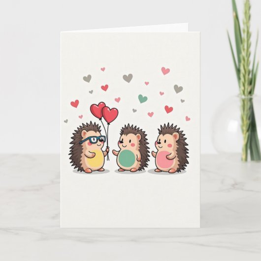 Carte de hérissons mignons qui aiment les cœurs (Devant)