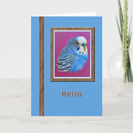 Carte de Hi/Hello avec la perruche bleue (Devant)