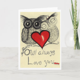 Carte De hibou amour toujours vous… (Carte de voeux pour