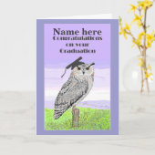 Carte de hibou de félicitations d'obtention du (Fleur jaune)