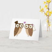 Carte de hibou mariage (Fleur jaune)