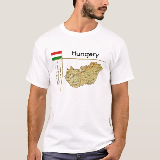 Carte de Hongrie + Drapeau + Titre T-shirt (Devant)