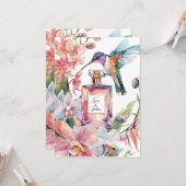 Carte de Hummingbird & Orchidée à l'aquarelle roma (Devant/Arrière en situation)