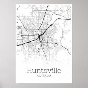 Carte de Huntsville - Alabama - Poster de carte de