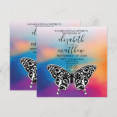 Carte de Invitation Élégante Papillon et Couleurs  (Devant / Derrière)