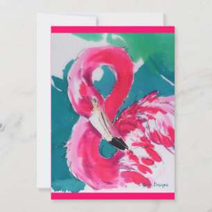 Carte de Invitation Flamant rose Tropical Hot Pink