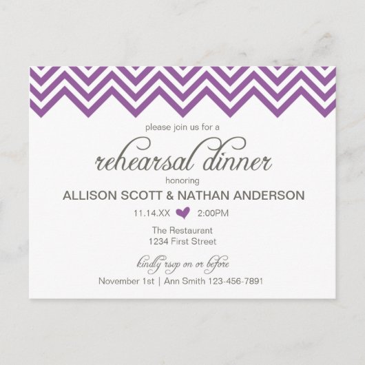 Carte de invitation pour dîner de répétition Purpl (Devant)