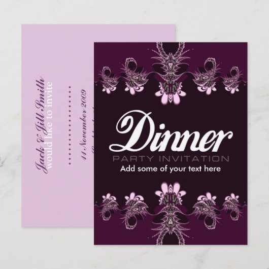 Carte de invitation pour dîner modèle (Devant / Derrière)