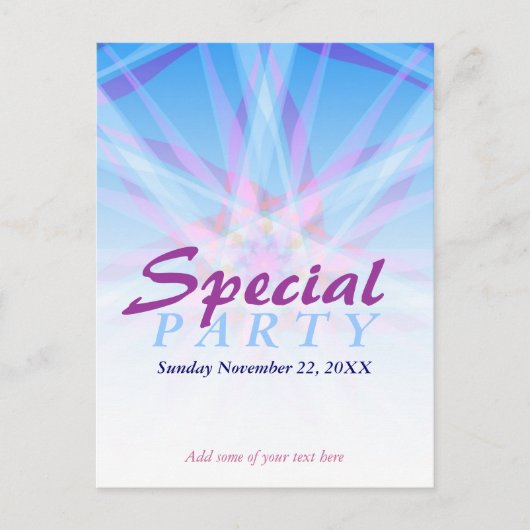 Carte de invitation spéciale pour une fête modèle (Devant)