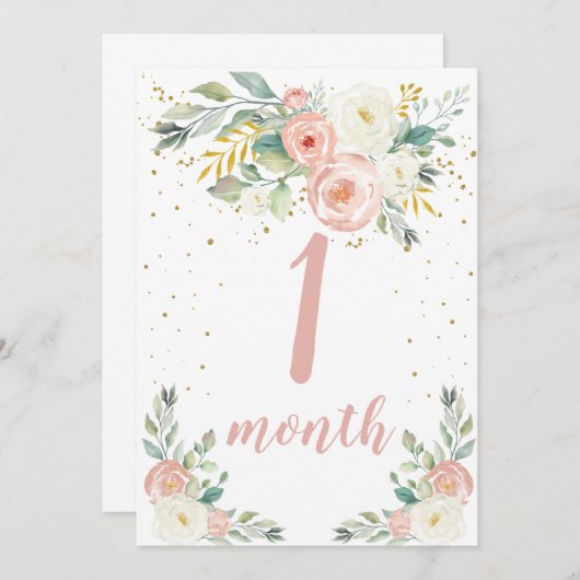 Carte de jalon mensuelle pour la petite fille (Devant / Derrière)