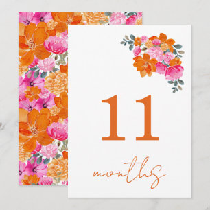 Carte de jalons bébé rose et orange 11 mois