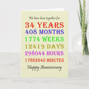 Carte de jalons du 34e anniversaire