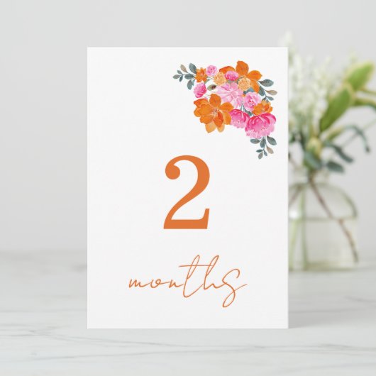 Carte de jalons mensuels pour bébé de 2 mois Rose (Debout devant)