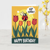 Carte de jardin de coccinelle joyeuse (Fleur jaune)