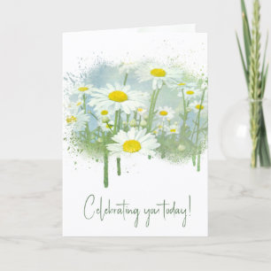 Carte de jardin de marguerite blanche d'anniversai