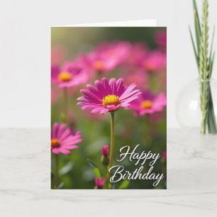 Carte de jardin de marguerite joyeux anniversaire