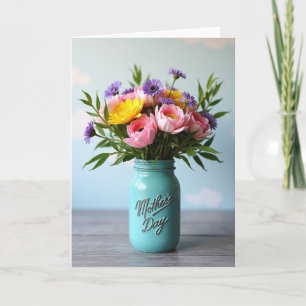 Carte de jarre de la fête des mères florale