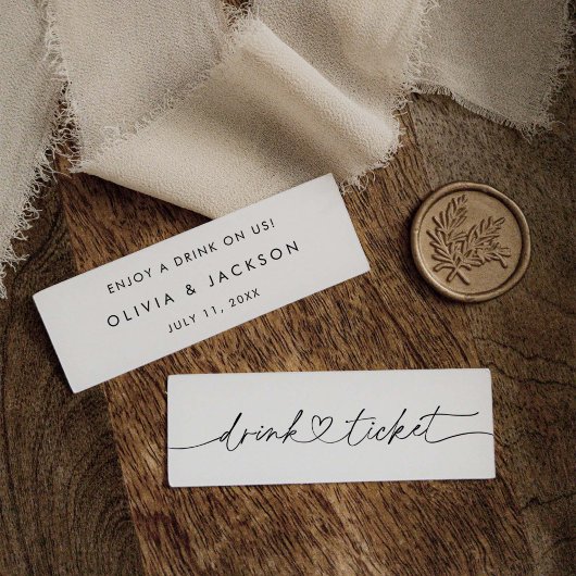 Carte de jeton de boisson du Mariage de boissons d