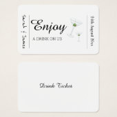 Carte de jeton de réception du Mariage bar de bill (Devant & derrière)