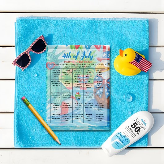Carte de jeu 4 juillet Bingo