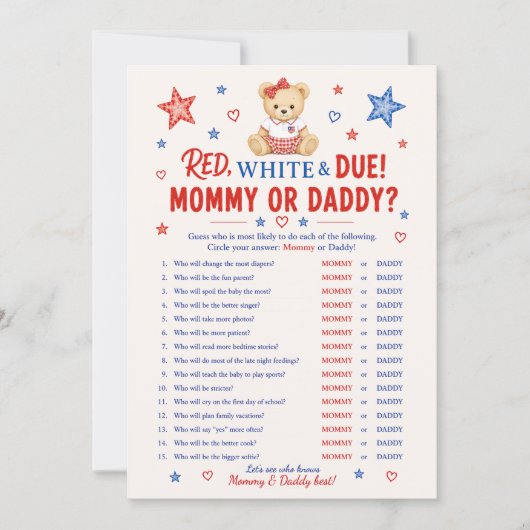 Carte de jeu ABC bébé patriotique (Devant)