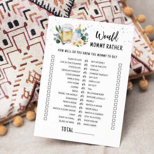Carte de jeu Baby Is Brewing Would Mommy Rather