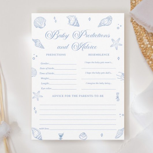 Carte de jeu Baby shower côtier prédictions bébé