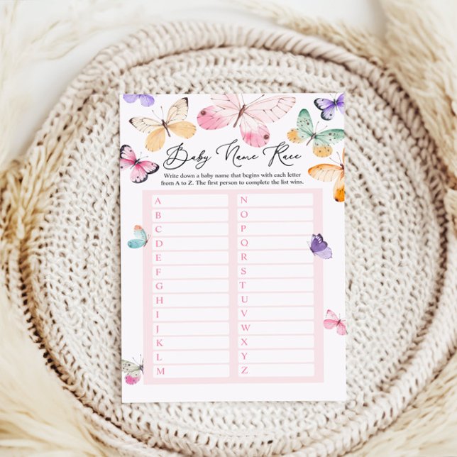 Carte de jeu Baby shower course de nom (Créateur téléchargé)