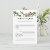 Carte de jeu Baby Shower dans le désert Qui connaî (Debout devant)