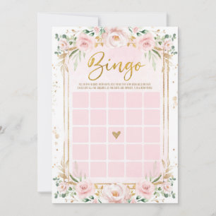 Carte de jeu Baby shower de Bingo Fleurs Roses