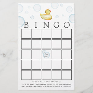 Carte de jeu Baby shower de canard en caoutchouc