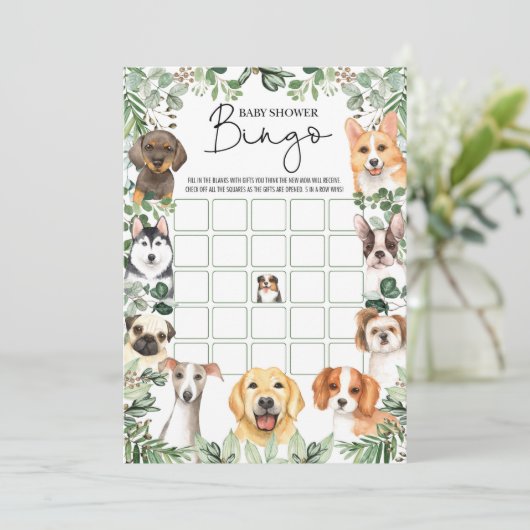 Carte de jeu Baby shower de Chien Chien Coquelicot (Debout devant)