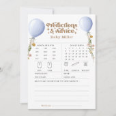 Carte de jeu Baby shower de prédictions et conseil (Devant)