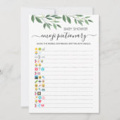 Carte de jeu baby shower Emoji Pictionary (Devant)