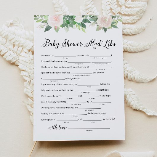 Carte de jeu Baby shower Libs DEVON Green