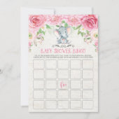 Carte de jeu Baby shower rose Floral Elephant (Devant)