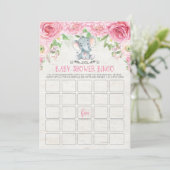 Carte de jeu Baby shower rose Floral Elephant (Debout devant)
