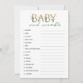Carte de jeu Baby shower Verte & Or Word Scramble (Devant)
