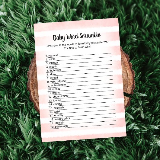 Carte de jeu Bébé Blanc Rose Bébé Mot