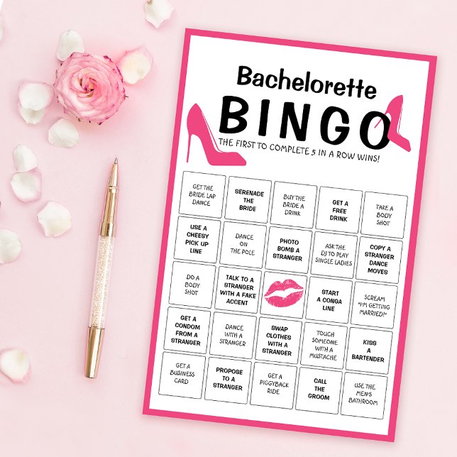 Carte de jeu Bingo Bachelorette personnalisable (Créateur téléchargé)