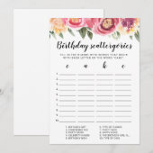 Carte de jeu Birthday Scattergories modifiable (Devant / Derrière)