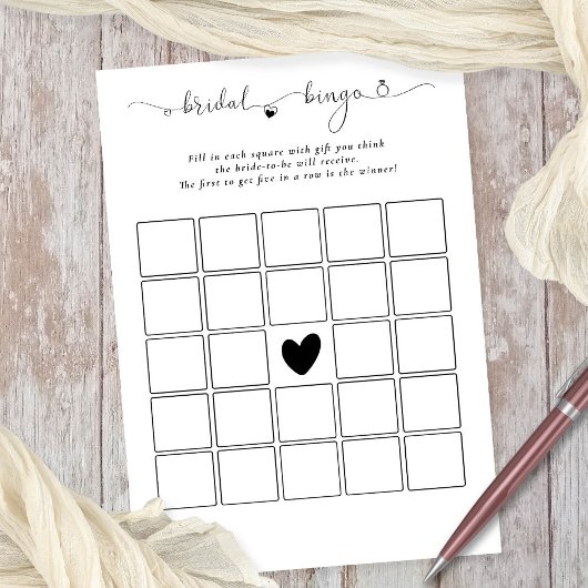 Carte de jeu blanc de bingo nuptiale