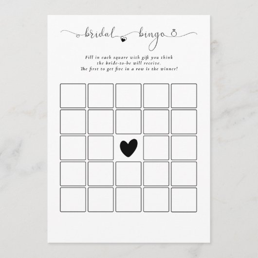 Carte de jeu blanc de bingo nuptiale (Devant)