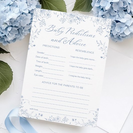 Carte de jeu Blue Baby shower Prédictions et conse