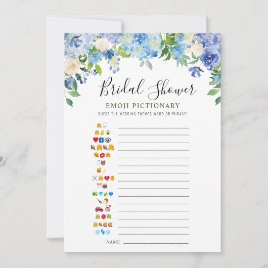 Carte de jeu Blue Hydrangea Floral Fête des mariée (Devant)