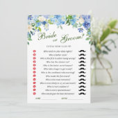 Carte de jeu Blue Hydrangea Floral Fête des mariée (Debout devant)