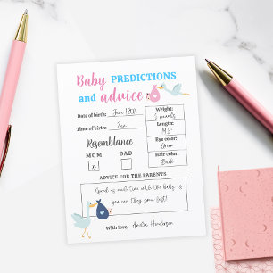 Carte de jeu Blue Pink Baby Predictions & Conseils