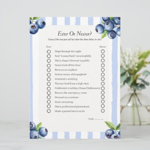 carte de jeu blueberry pour le premier anniversair